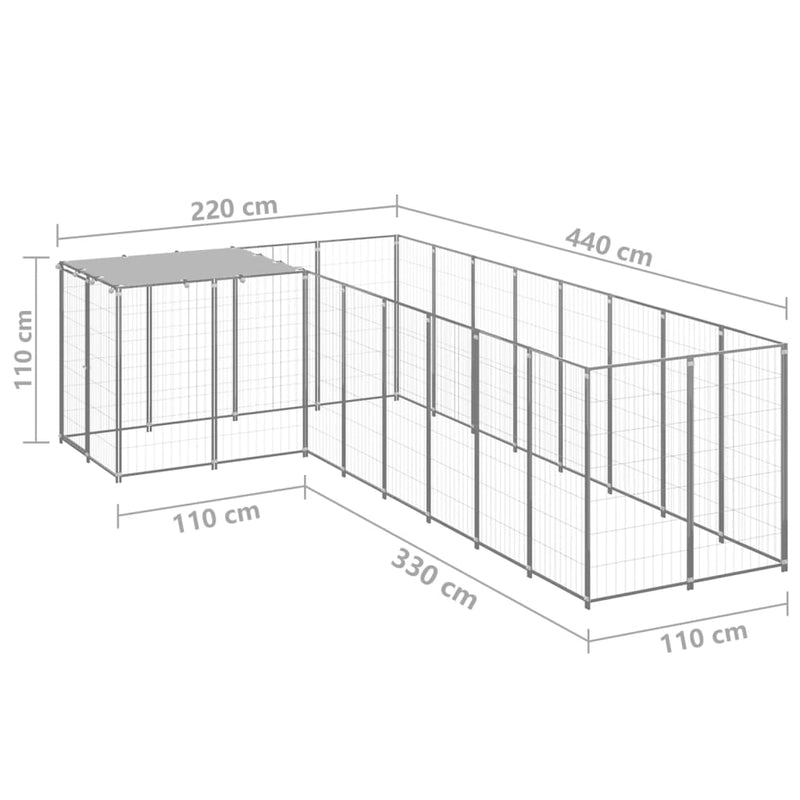 Dog Kennel Silver 6.05 m² Steel