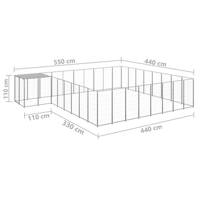 Dog Kennel Silver 20.57 m² Steel