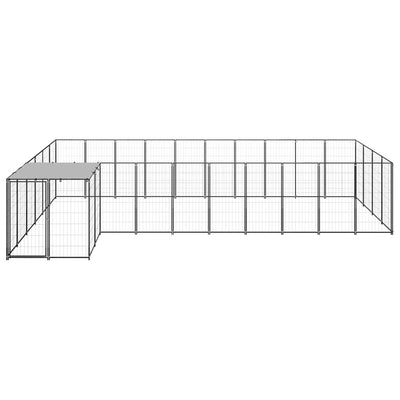 Dog Kennel Black 13.31 m² Steel