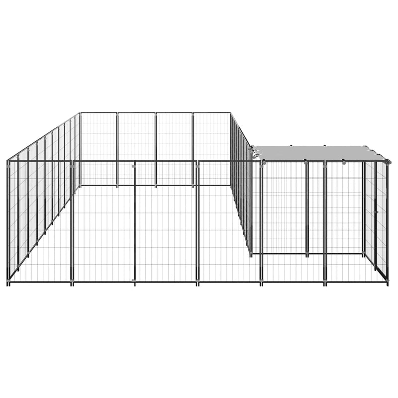 Dog Kennel Black 13.31 m² Steel