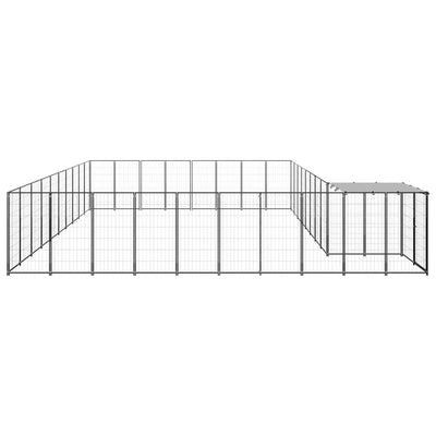 Dog Kennel Black 25.41 m² Steel