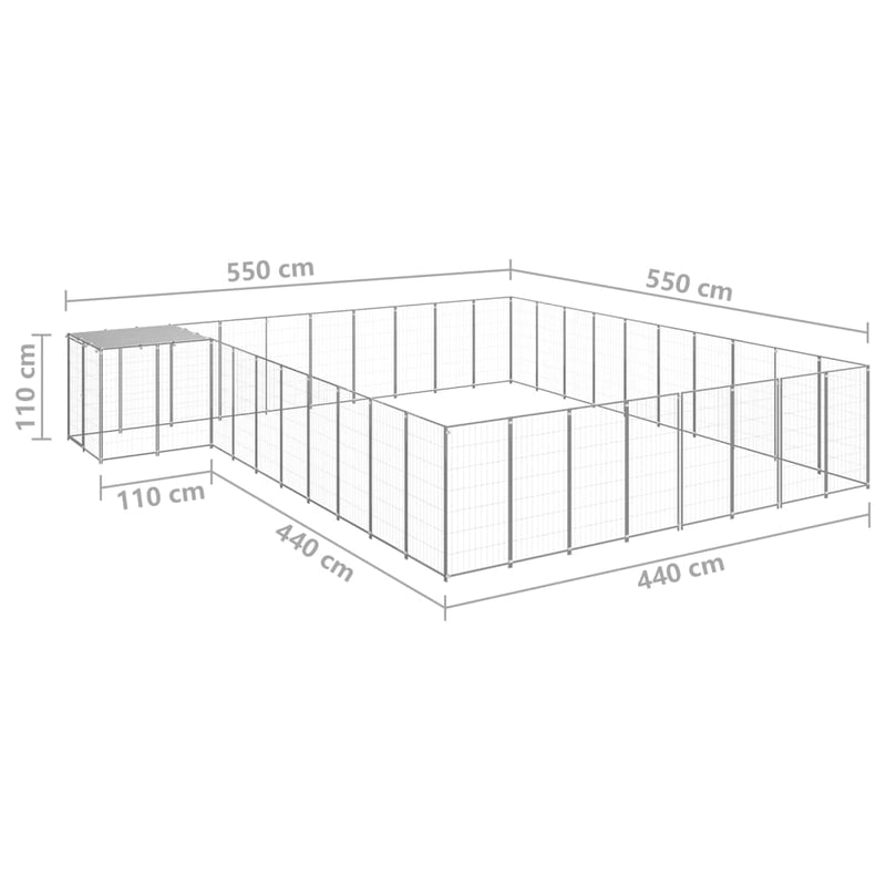 Dog Kennel Silver 25.41 m² Steel