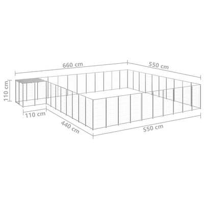 Dog Kennel Silver 31.46 m² Steel