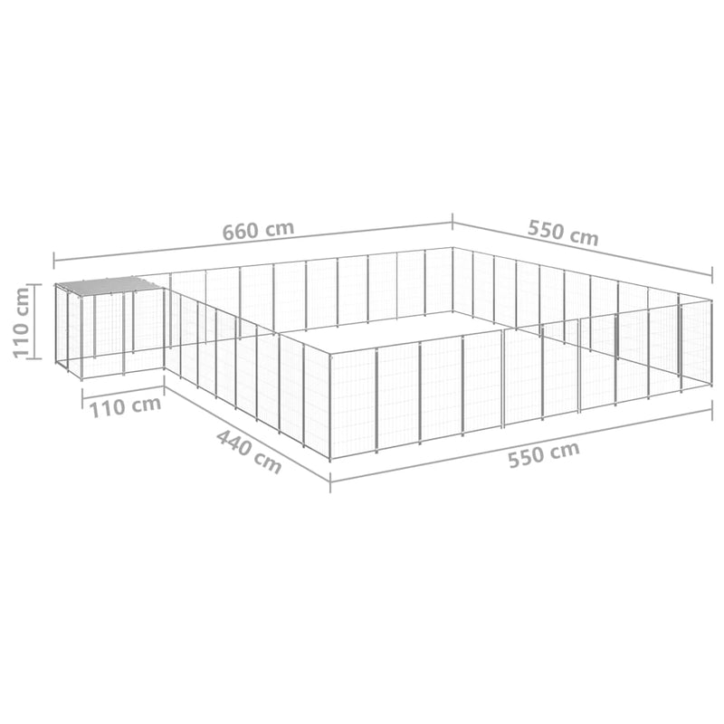 Dog Kennel Silver 31.46 m² Steel