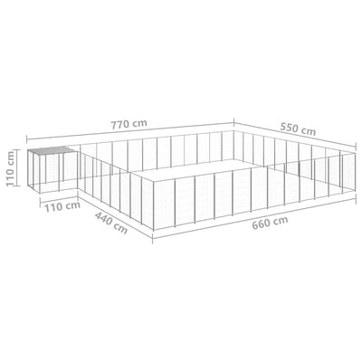 Dog Kennel Silver 37.51 m² Steel