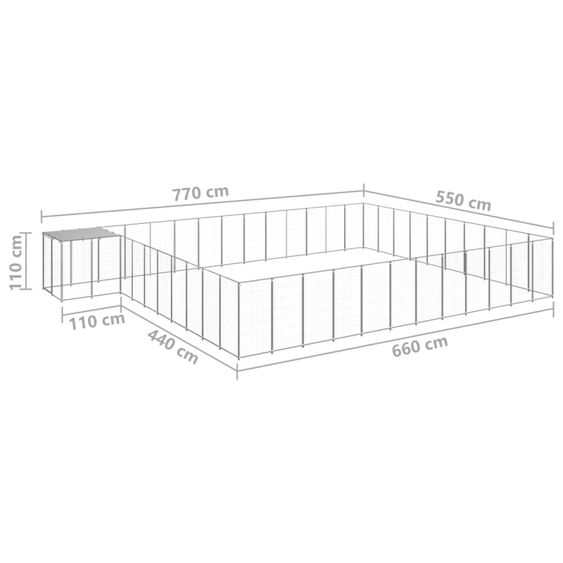 Dog Kennel Silver 37.51 m² Steel