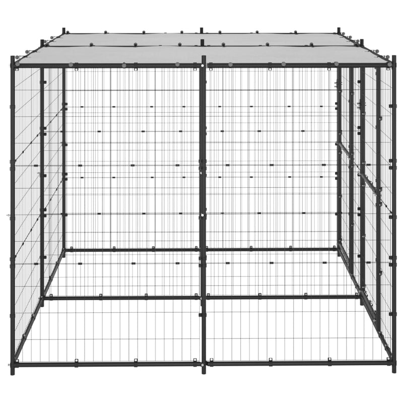 Outdoor Dog Kennel Steel with Roof 4.84 m²