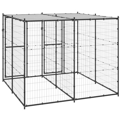 Outdoor Dog Kennel Steel with Roof 4.84 m²