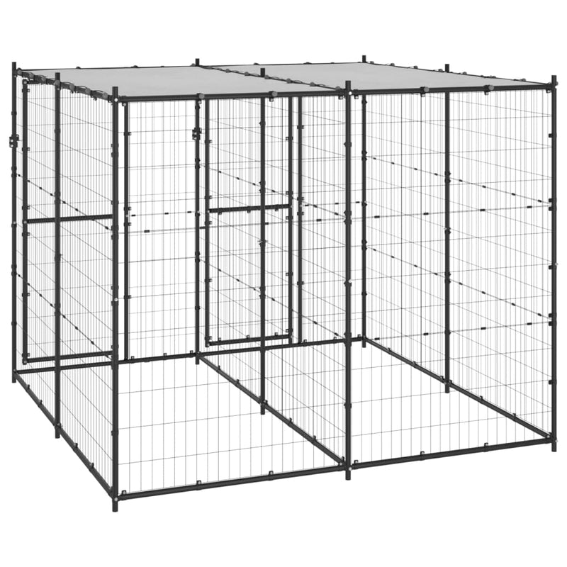 Outdoor Dog Kennel Steel with Roof 4.84 m²