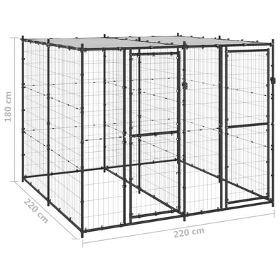 Outdoor Dog Kennel Steel with Roof 4.84 m²