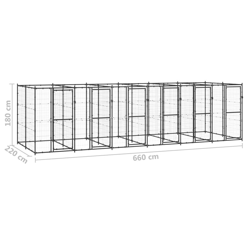 Outdoor Dog Kennel Steel 14.52 m²