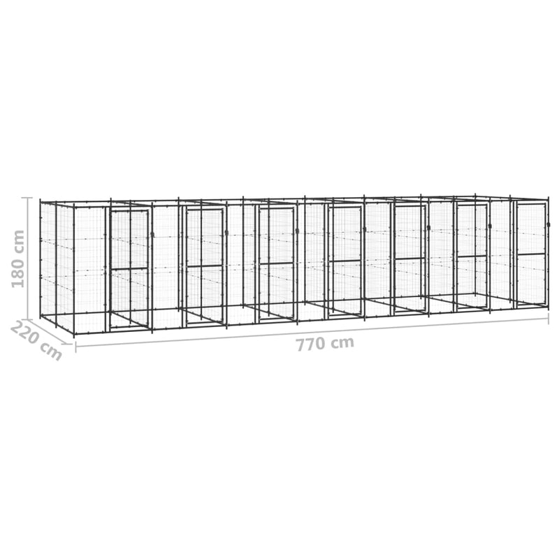 Outdoor Dog Kennel Steel 16.94 m²