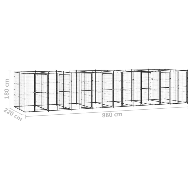 Outdoor Dog Kennel Steel 19.36 m²