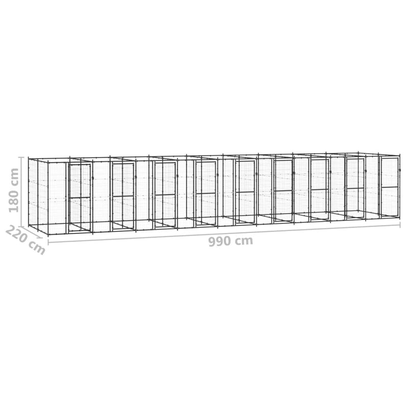 Outdoor Dog Kennel Steel 21.78 m²