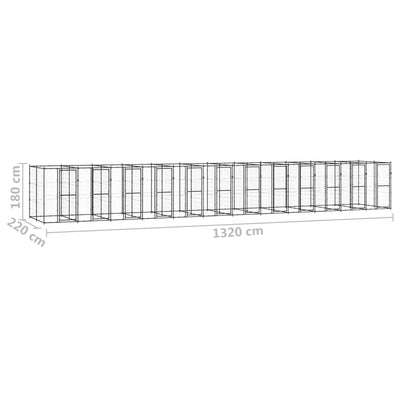 Outdoor Dog Kennel Steel 29.04 m²