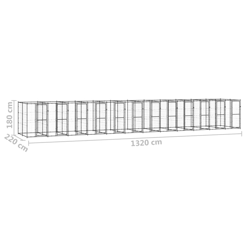 Outdoor Dog Kennel Steel 29.04 m²