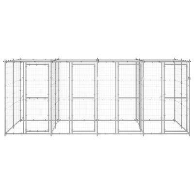 Outdoor Dog Kennel Galvanised Steel with Roof 9.68 m²