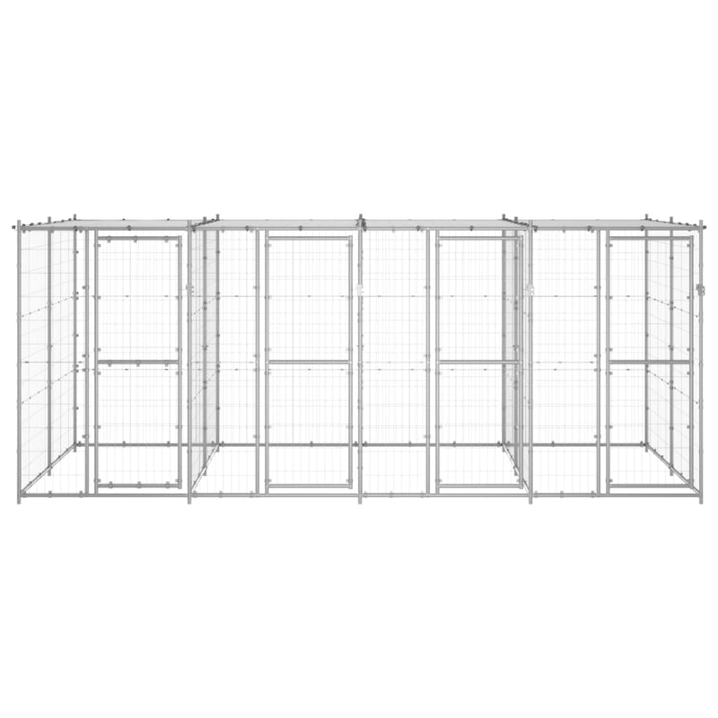 Outdoor Dog Kennel Galvanised Steel with Roof 9.68 m²