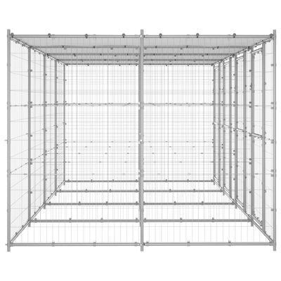 Outdoor Dog Kennel Galvanised Steel with Roof 9.68 m²