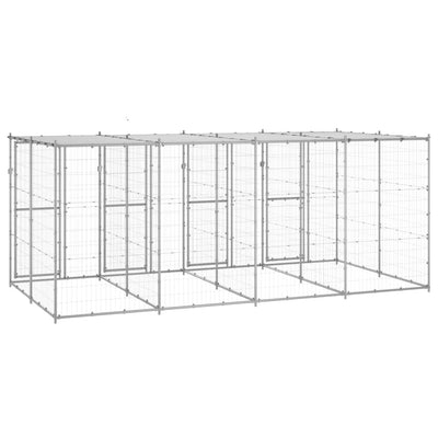 Outdoor Dog Kennel Galvanised Steel with Roof 9.68 m²