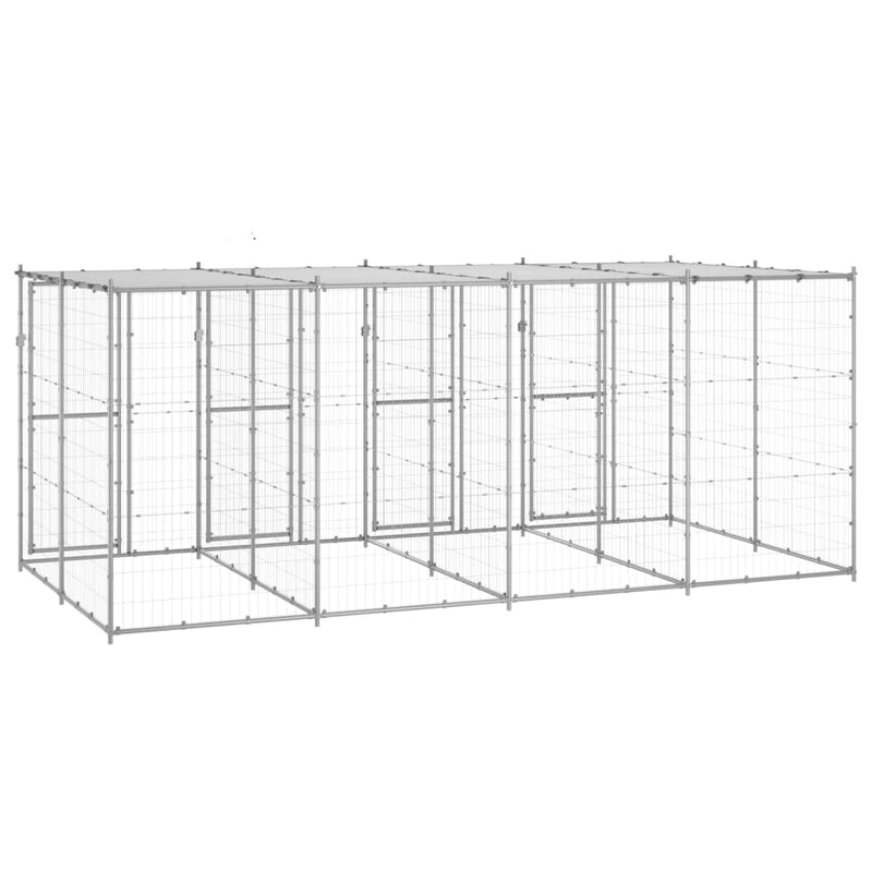 Outdoor Dog Kennel Galvanised Steel with Roof 9.68 m²