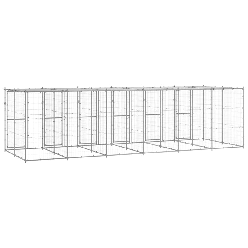 Outdoor Dog Kennel Galvanised Steel with Roof 14.52 m²