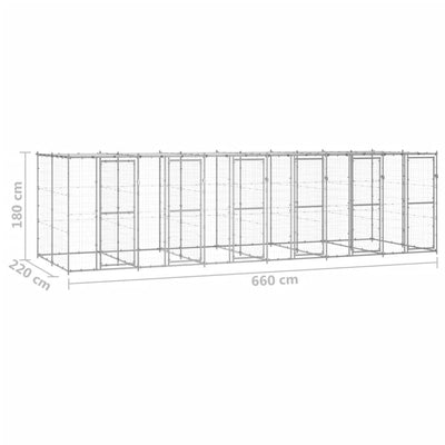 Outdoor Dog Kennel Galvanised Steel with Roof 14.52 m²