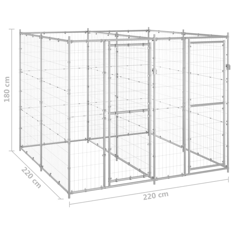 Outdoor Dog Kennel Galvanised Steel 4.84 m²