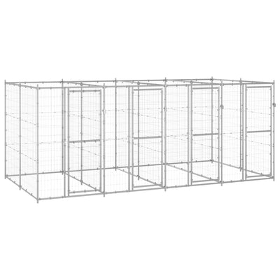 Outdoor Dog Kennel Galvanised Steel 9.68 m²