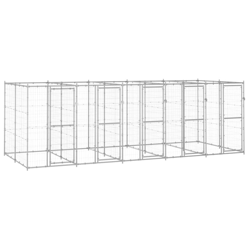 Outdoor Dog Kennel Galvanised Steel 12.1 m²