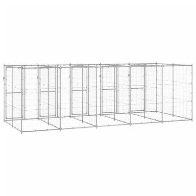 Outdoor Dog Kennel Galvanised Steel 12.1 m²