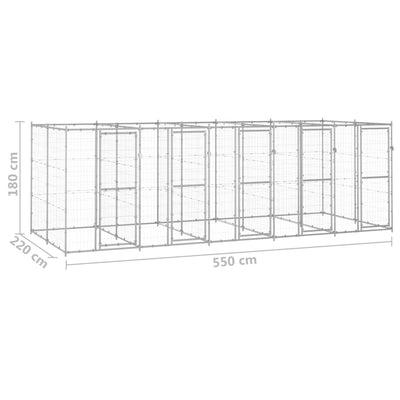 Outdoor Dog Kennel Galvanised Steel 12.1 m²