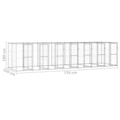 Outdoor Dog Kennel Galvanised Steel 16.94 m²