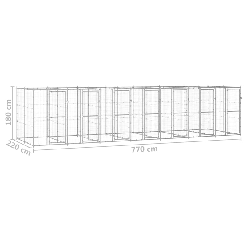 Outdoor Dog Kennel Galvanised Steel 16.94 m²