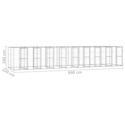 Outdoor Dog Kennel Galvanised Steel 21.78 m²