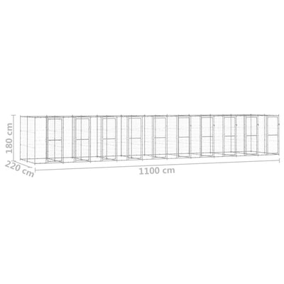 Outdoor Dog Kennel Galvanised Steel 24.2 m²