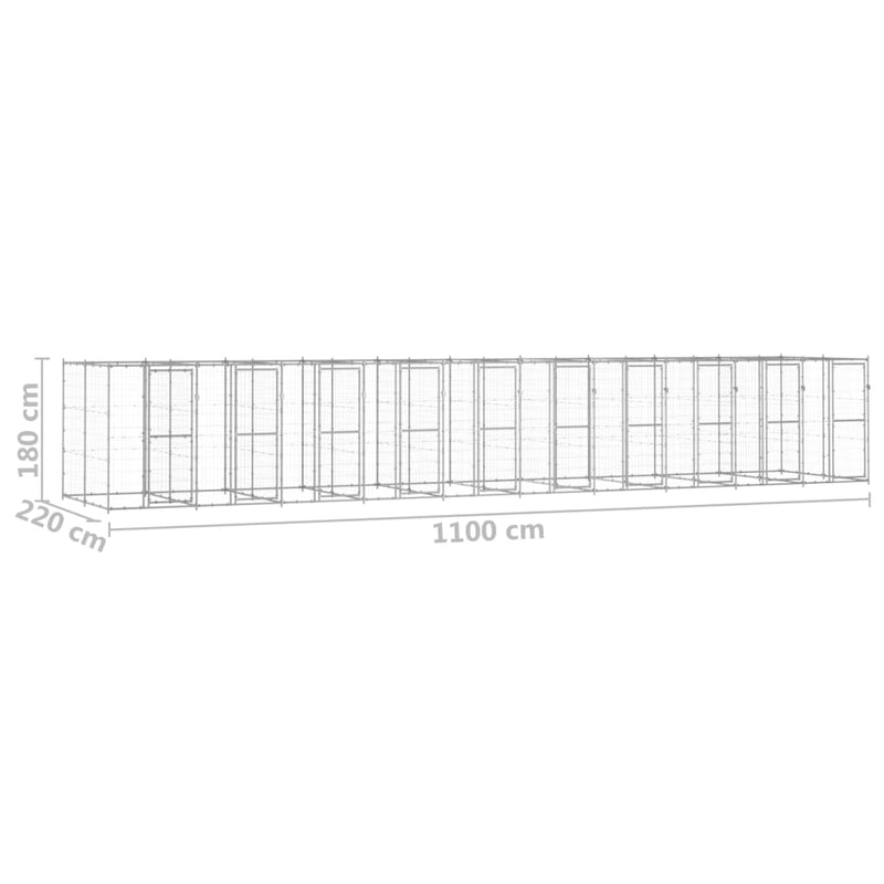 Outdoor Dog Kennel Galvanised Steel 24.2 m²