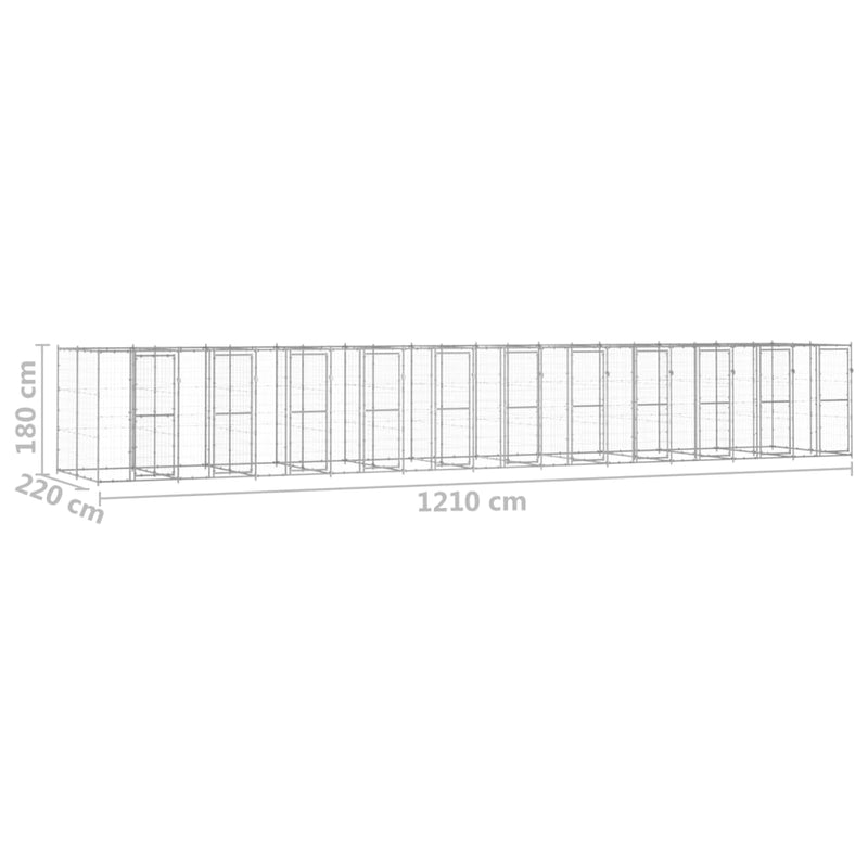 Outdoor Dog Kennel Galvanised Steel 26.62 m²