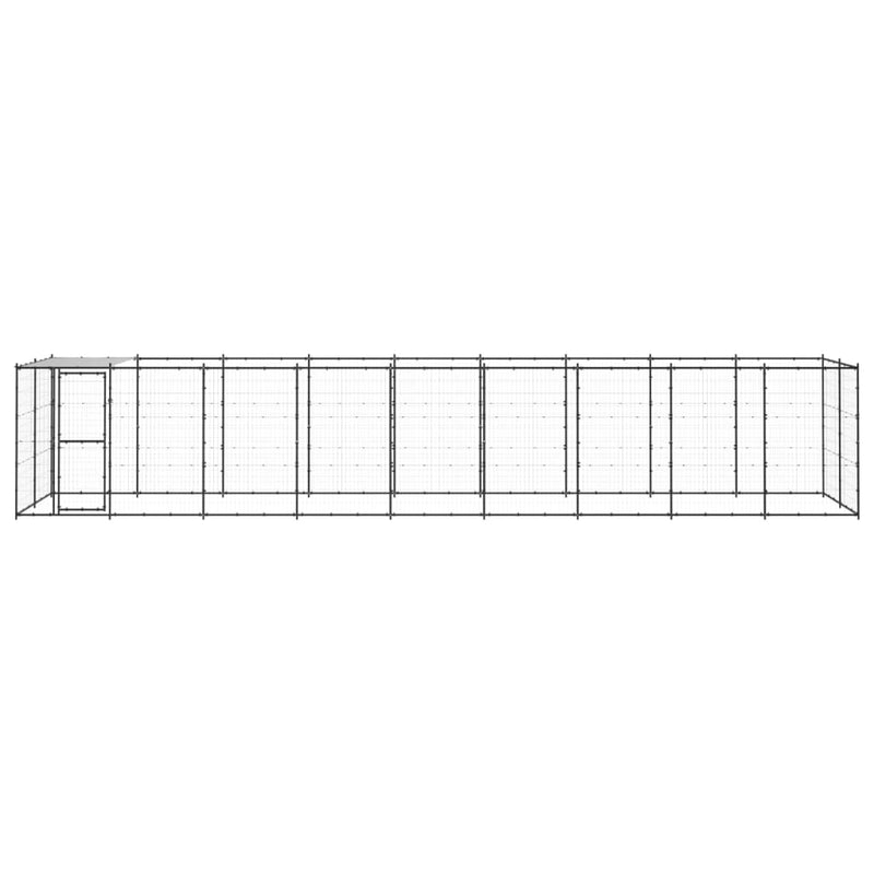 Outdoor Dog Kennel Steel with Roof 21.78 m²