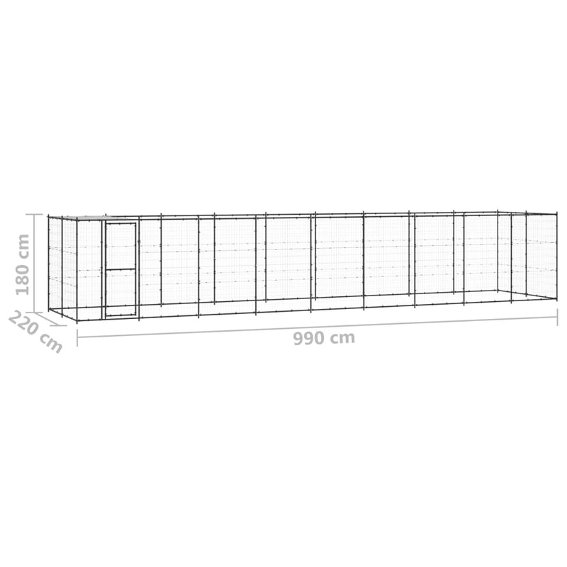 Outdoor Dog Kennel Steel with Roof 21.78 m²