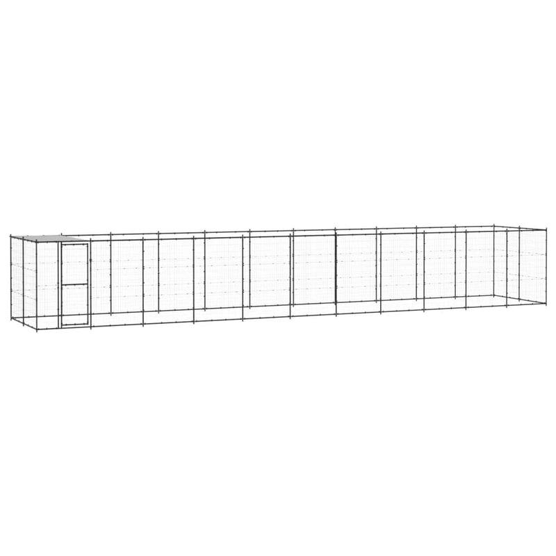 Outdoor Dog Kennel Steel with Roof 26.62 m²