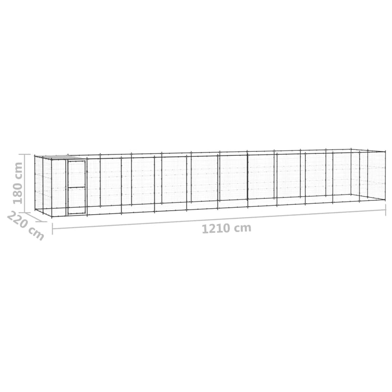 Outdoor Dog Kennel Steel with Roof 26.62 m²