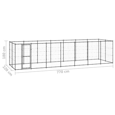 Outdoor Dog Kennel Steel 16.94 m²