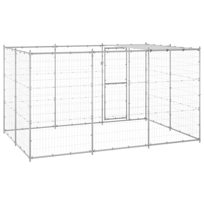 Outdoor Dog Kennel Galvanised Steel with Roof 7.26 m²