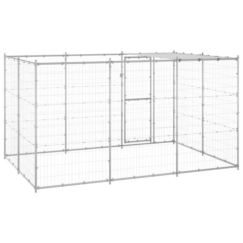 Outdoor Dog Kennel Galvanised Steel with Roof 7.26 m²