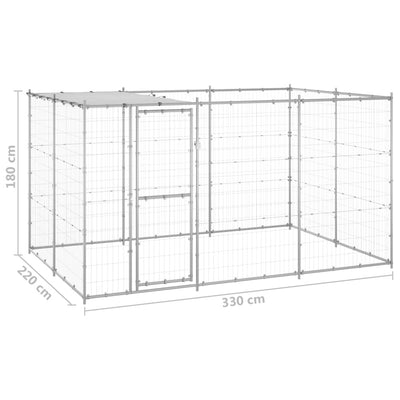 Outdoor Dog Kennel Galvanised Steel with Roof 7.26 m²