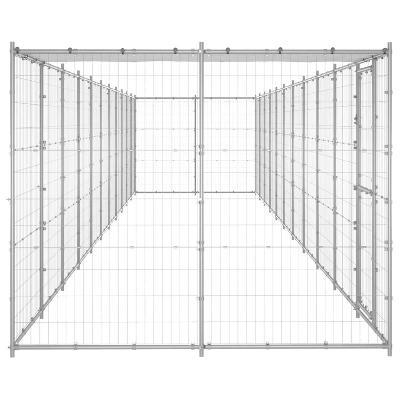 Outdoor Dog Kennel Galvanised Steel with Roof 26.62 m²