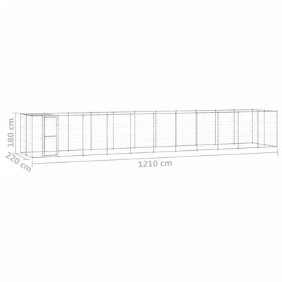 Outdoor Dog Kennel Galvanised Steel with Roof 26.62 m²