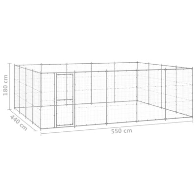 Outdoor Dog Kennel Galvanised Steel 24.2 m²