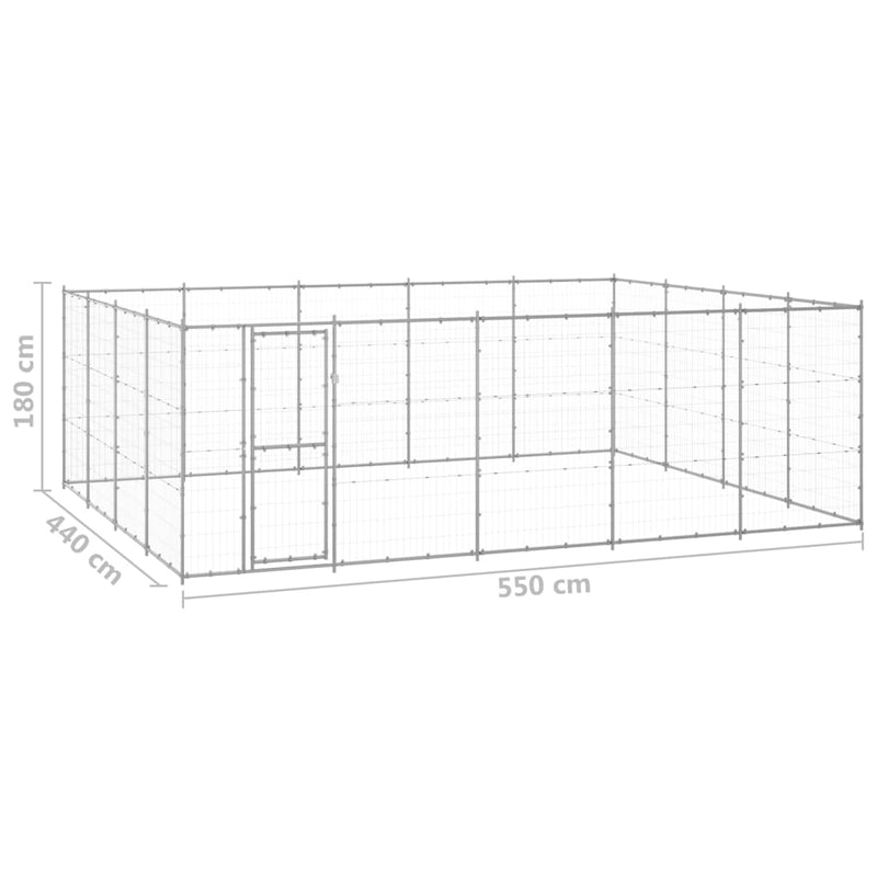 Outdoor Dog Kennel Galvanised Steel 24.2 m²